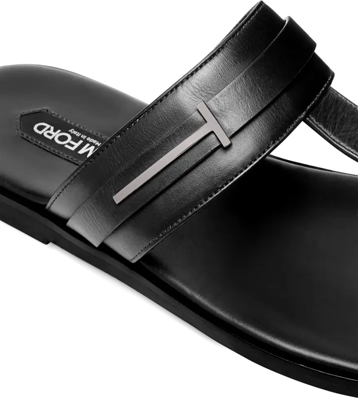 SMOOTH LEATHER T-SANDAL BLACK online